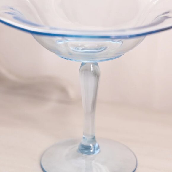Vintage Fostoria Azure Blue Glass Compote Dish Vintage Glassware - 6.5" Height - Picture 4 of 4